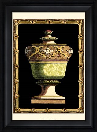 Framed Jade Urn on Black IV Print
