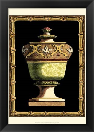 Framed Jade Urn on Black IV Print