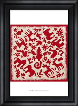 Framed Folk Story in Red Print