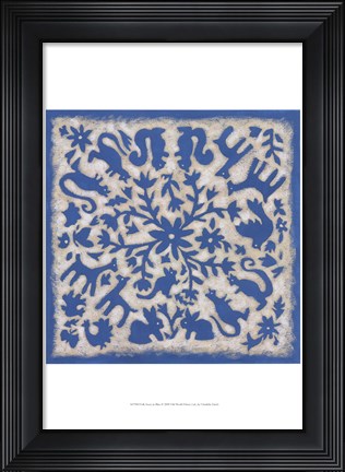 Framed Folk Story in Blue Print