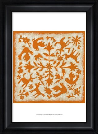 Framed Folk Story in Orange Print