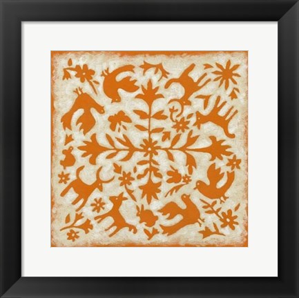 Framed Folk Story in Orange Print