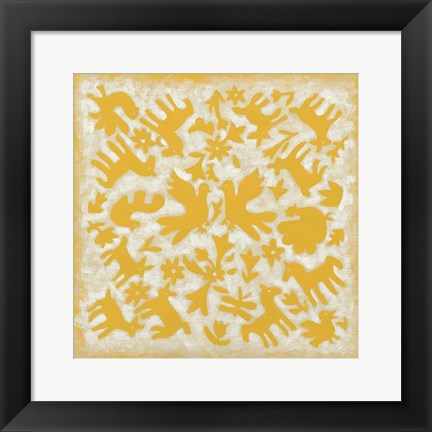 Framed Folk Story in Yellow Print