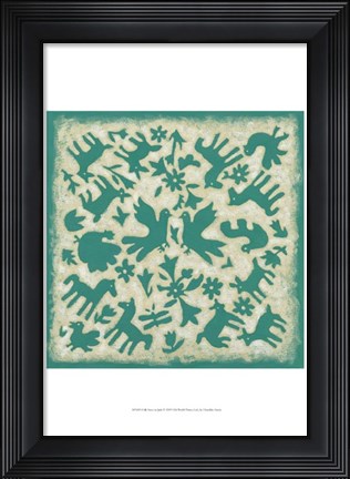 Framed Folk Story in Jade Print