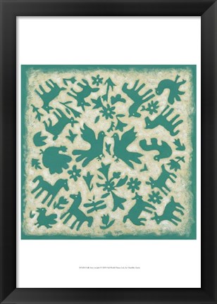 Framed Folk Story in Jade Print