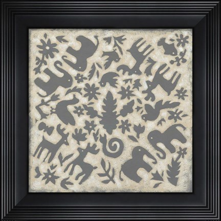Framed Folk Story in Grey Print