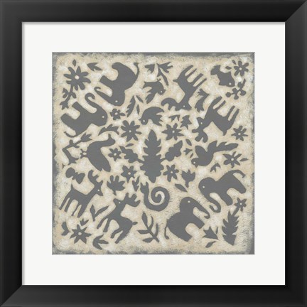 Framed Folk Story in Grey Print