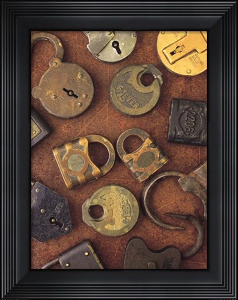 Framed Antique Lock Collage Print