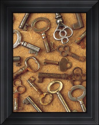 Framed Antique Key Collage Print