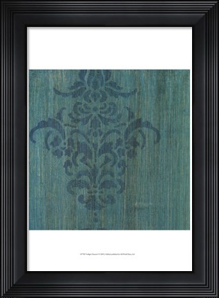 Framed Verdigris Damask I Print