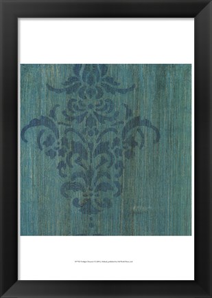 Framed Verdigris Damask I Print