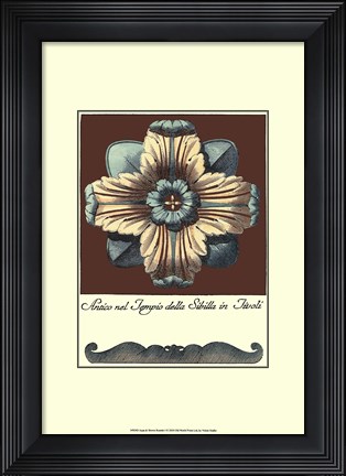Framed Aqua &amp; Brown Rosette I Print
