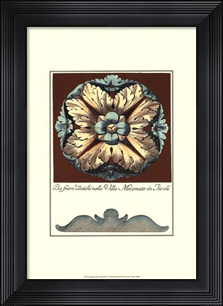 Framed Aqua &amp; Brown Rosette II Print