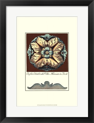 Framed Aqua &amp; Brown Rosette II Print