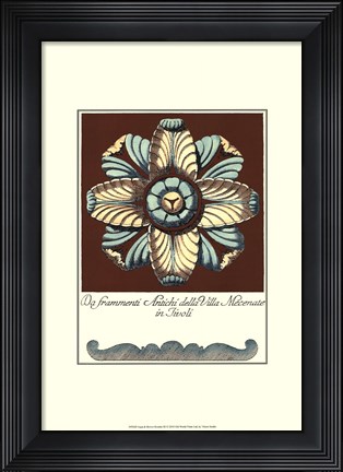 Framed Aqua &amp; Brown Rosette III Print