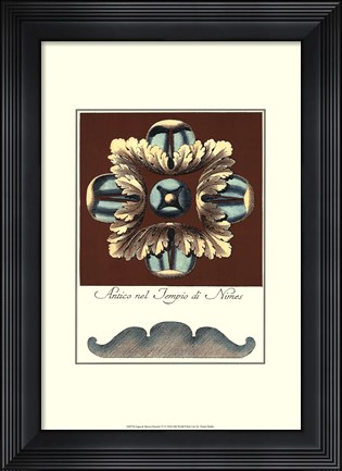 Framed Aqua &amp; Brown Rosette IV Print
