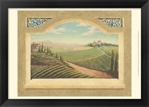 Framed Vineyard Window I Print