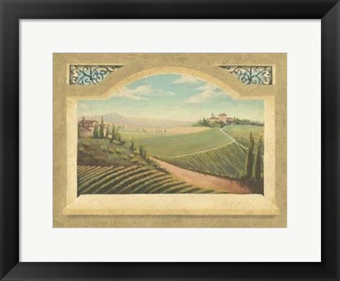 Framed Vineyard Window I Print