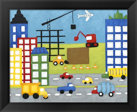 Framed Storybook Construction Site Print