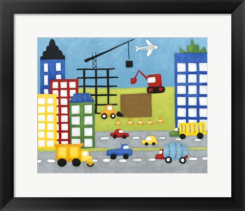 Framed Storybook Construction Site Print