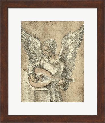 Framed Angel with Lute Print