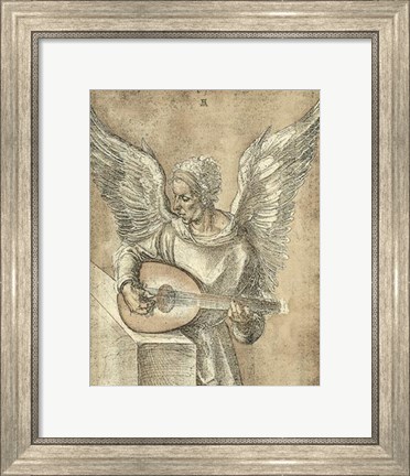 Framed Angel with Lute Print