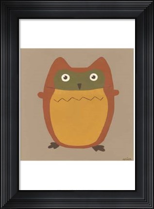Framed Earth-Tone Owls I Print