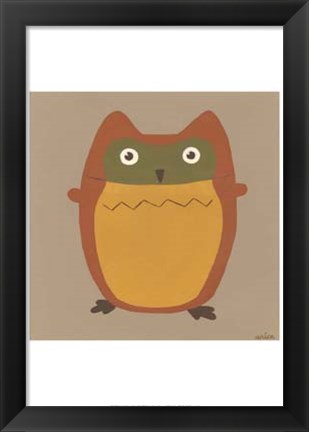 Framed Earth-Tone Owls I Print