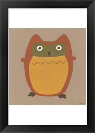 Framed Earth-Tone Owls I Print