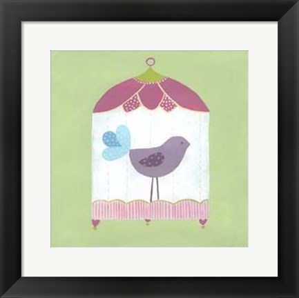 Framed Patchwork Birdcage I Print