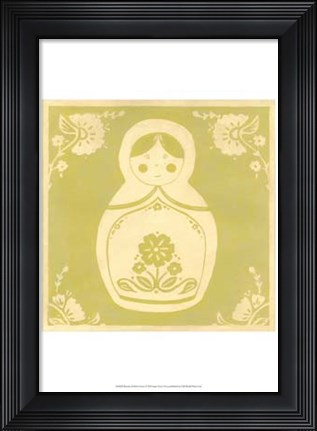 Framed Russian Doll in Green Print