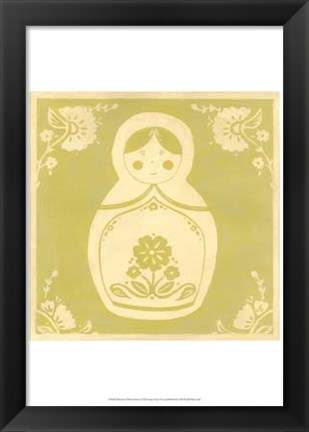 Framed Russian Doll in Green Print