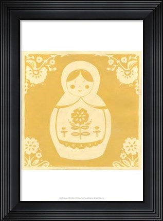 Framed Russian Doll in Yellow Print