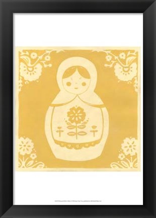 Framed Russian Doll in Yellow Print