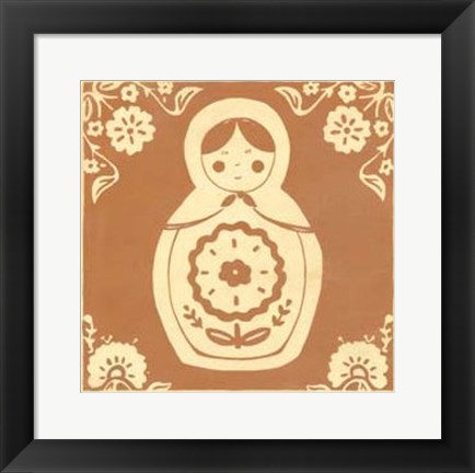 Framed Russian Doll in Orange Print