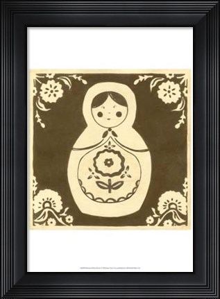 Framed Russian Doll in Brown Print