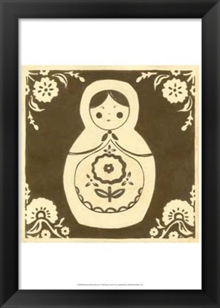 Framed Russian Doll in Brown Print