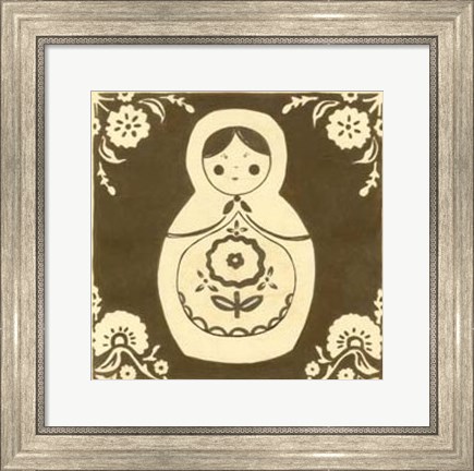 Framed Russian Doll in Brown Print