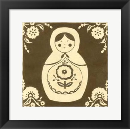 Framed Russian Doll in Brown Print