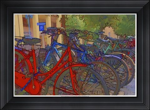 Framed Colorful Bicycles I Print
