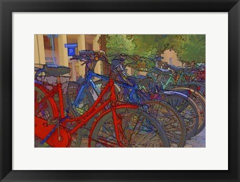 Framed Colorful Bicycles I Print