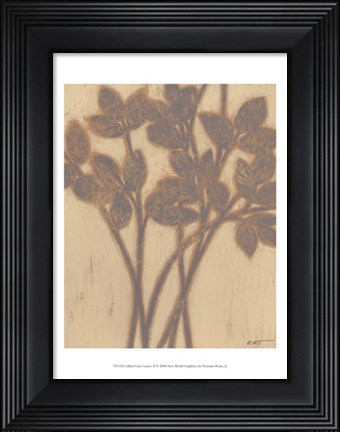 Framed Gilded Grey Leaves II Print
