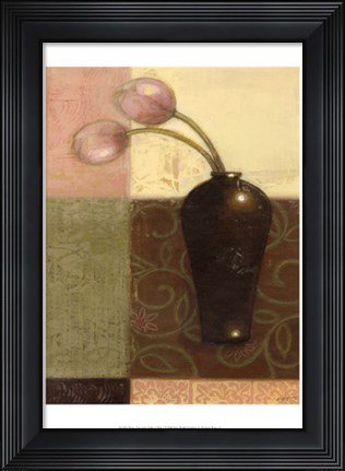 Framed Ebony Vase with Tulips I Print