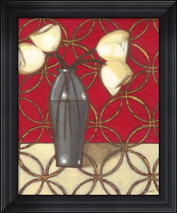 Framed Composition in Red, Gold, Cream II Print
