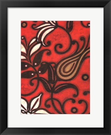 Framed Scarlet Textile I Print