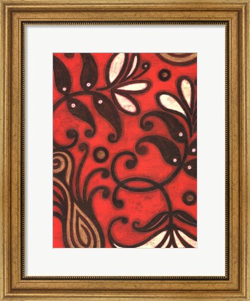 Framed Scarlet Textile II Print