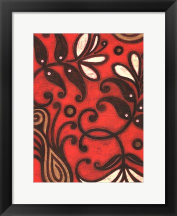 Framed Scarlet Textile II Print