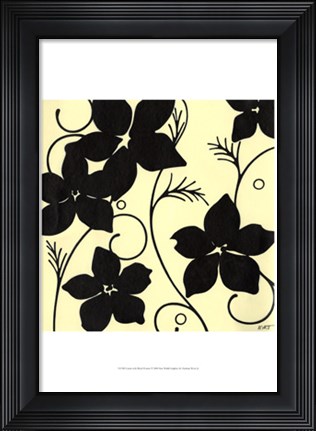 Framed Cream with Black Flowers Print