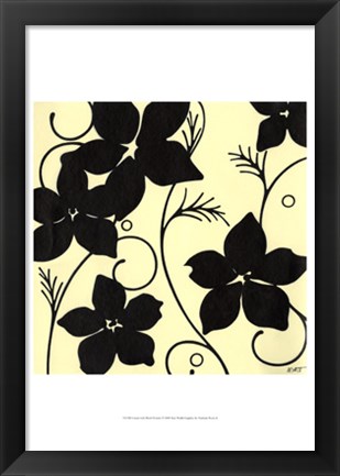 Framed Cream with Black Flowers Print