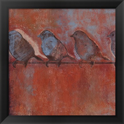 Framed Row of Sparrows I Print